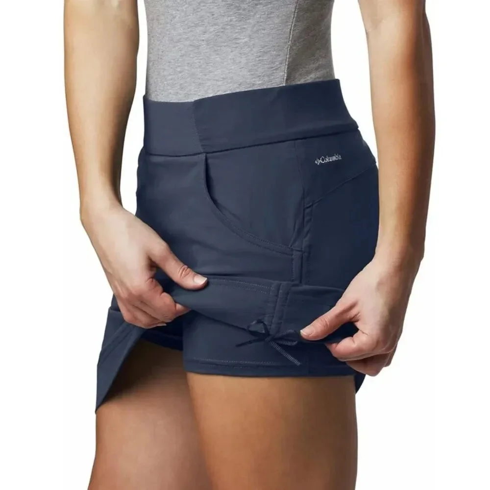 COLUMBIA Marina Bay Nocturnal Blue Skort Sz M Pull On Omni Shade Skirt Short NWT